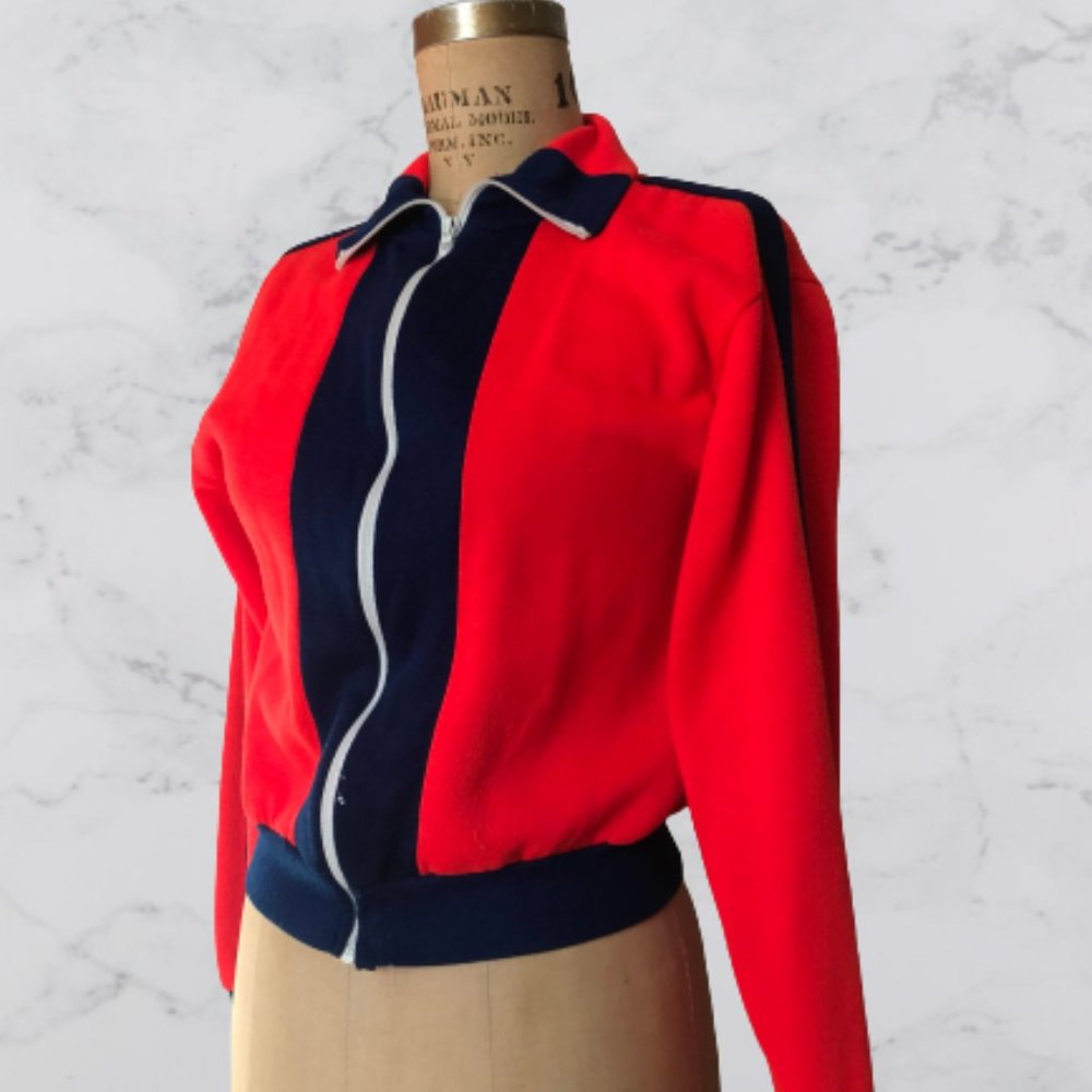 1980's Fleece Cropped Track Jacket